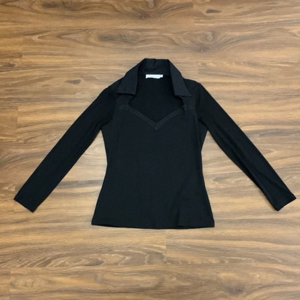 Anne Fontaine Alfredine Black Sheer Sleeves (104)